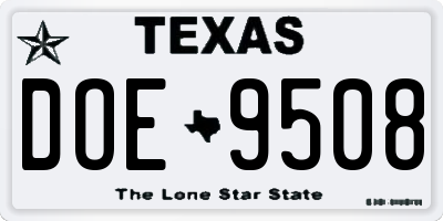 TX license plate DOE9508