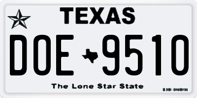 TX license plate DOE9510
