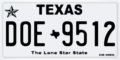 TX license plate DOE9512
