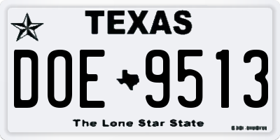 TX license plate DOE9513