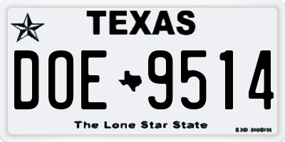 TX license plate DOE9514
