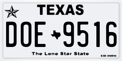 TX license plate DOE9516
