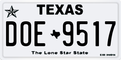 TX license plate DOE9517