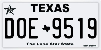 TX license plate DOE9519