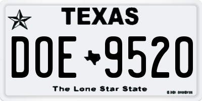 TX license plate DOE9520