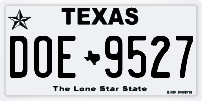TX license plate DOE9527