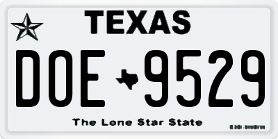 TX license plate DOE9529