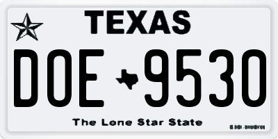 TX license plate DOE9530