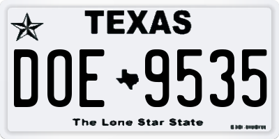 TX license plate DOE9535