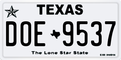 TX license plate DOE9537
