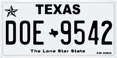 TX license plate DOE9542