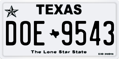 TX license plate DOE9543