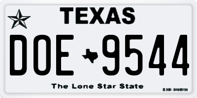 TX license plate DOE9544