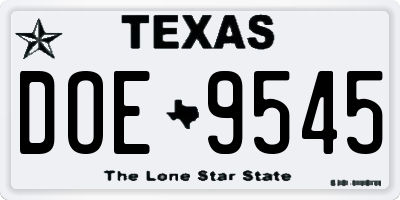 TX license plate DOE9545