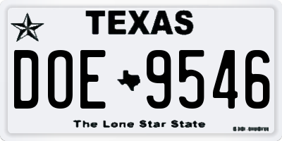 TX license plate DOE9546