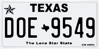 TX license plate DOE9549