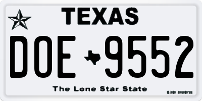 TX license plate DOE9552