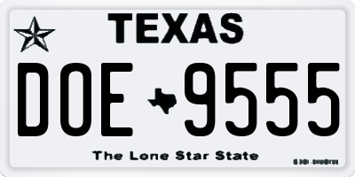 TX license plate DOE9555