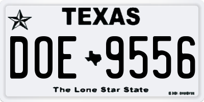 TX license plate DOE9556