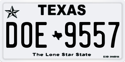 TX license plate DOE9557