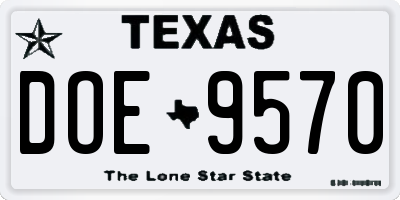 TX license plate DOE9570
