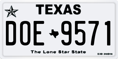 TX license plate DOE9571