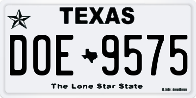 TX license plate DOE9575
