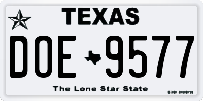 TX license plate DOE9577
