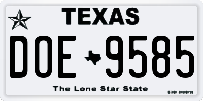 TX license plate DOE9585
