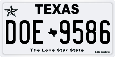TX license plate DOE9586