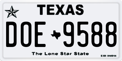 TX license plate DOE9588