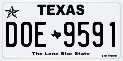 TX license plate DOE9591
