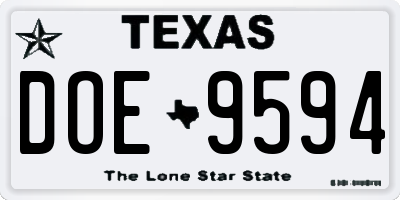 TX license plate DOE9594