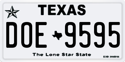 TX license plate DOE9595