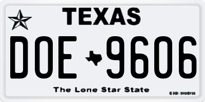 TX license plate DOE9606