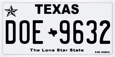 TX license plate DOE9632