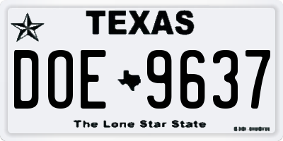 TX license plate DOE9637
