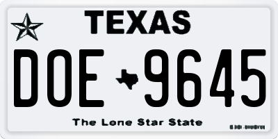 TX license plate DOE9645