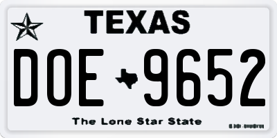 TX license plate DOE9652