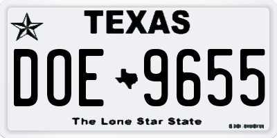 TX license plate DOE9655