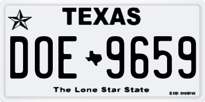 TX license plate DOE9659