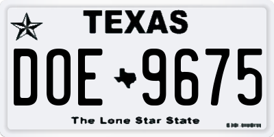 TX license plate DOE9675