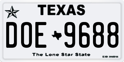 TX license plate DOE9688