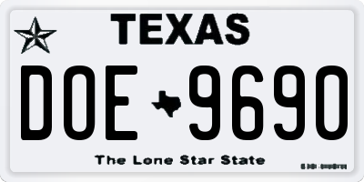 TX license plate DOE9690