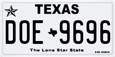TX license plate DOE9696
