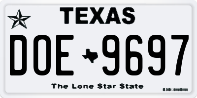 TX license plate DOE9697