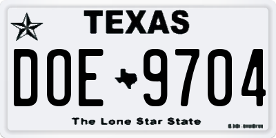 TX license plate DOE9704