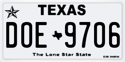 TX license plate DOE9706