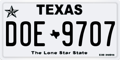 TX license plate DOE9707