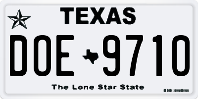 TX license plate DOE9710